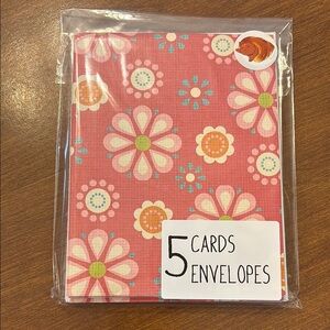 5 Floral Greeting Cards with Envelopes